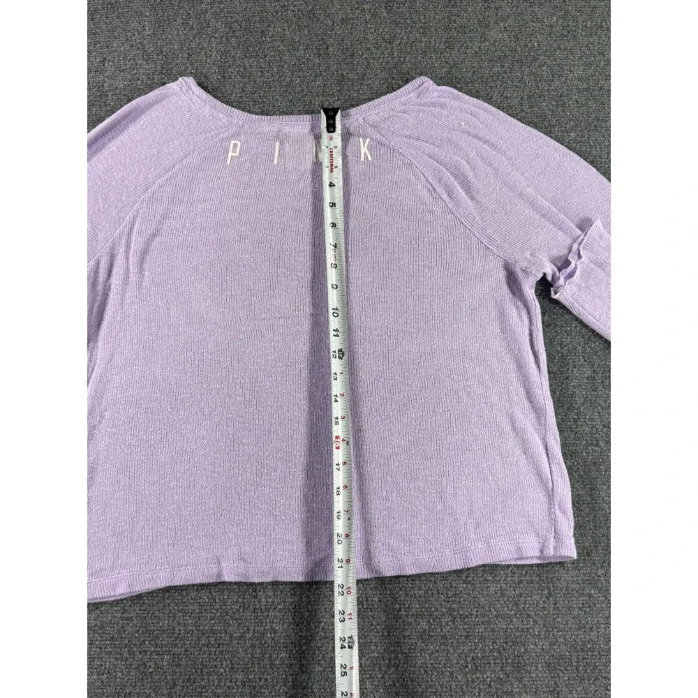 Victoria's Secret PINK Lavender Ribbed Knit Raglan Sweater Lettuce Edge Large